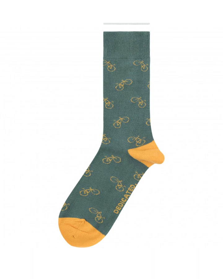 DEDICATED - Socks Sigtuna Bike Pattern - Multifunktionssocken Gr 36-40 oliv