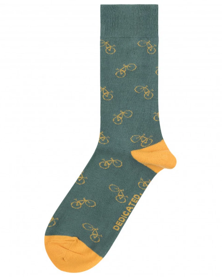 DEDICATED - Socks Sigtuna Bike Pattern - Multifunktionssocken Gr 36-40 oliv