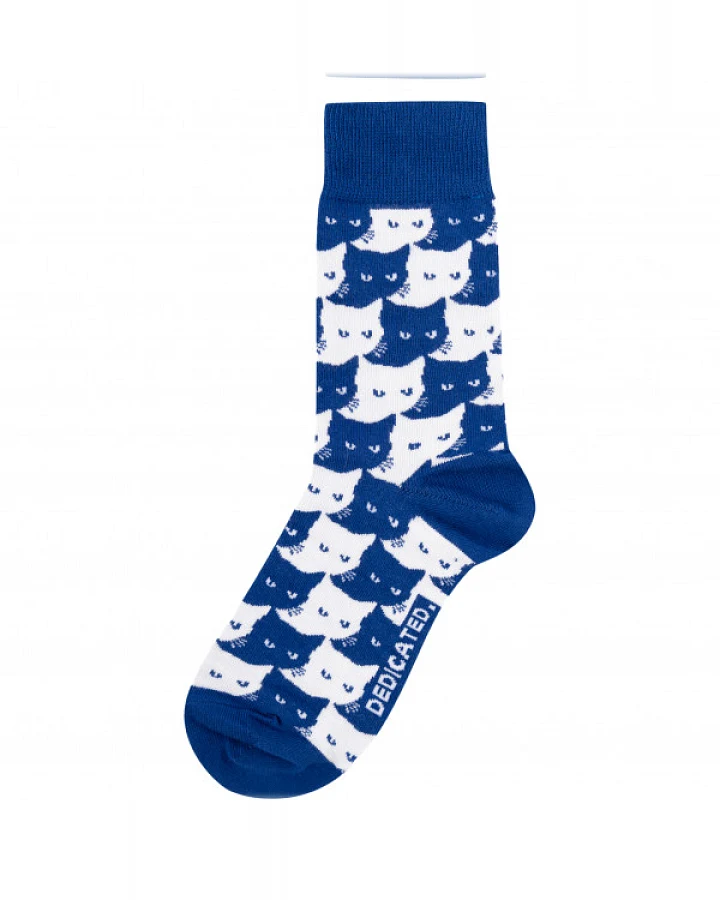 DEDICATED - Socks Sigtuna Pepita Cats - Multifunktionssocken Gr 36-40 blau