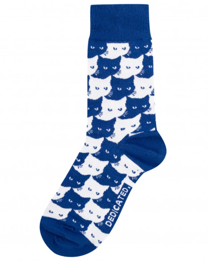 DEDICATED - Socks Sigtuna Pepita Cats - Multifunktionssocken Gr 36-40 blau