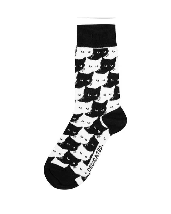 DEDICATED - Socks Sigtuna Pepita Cats - Multifunktionssocken Gr 36-40 schwarz