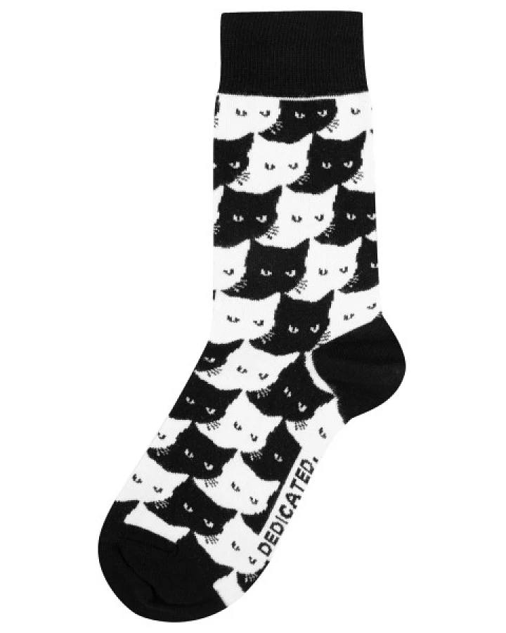 DEDICATED - Socks Sigtuna Pepita Cats - Multifunktionssocken Gr 41-45 schwarz