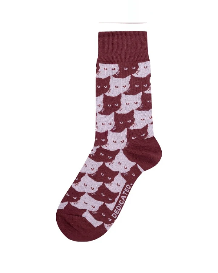 DEDICATED - Socks Sigtuna Pepita Cats - Multifunktionssocken Gr 36-40 rot