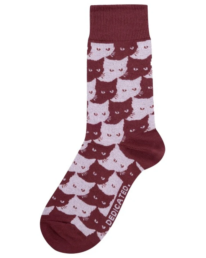 DEDICATED - Socks Sigtuna Pepita Cats - Multifunktionssocken Gr 36-40 rot