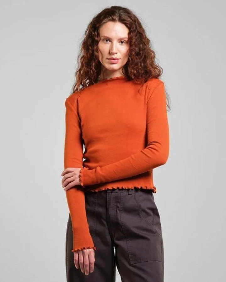 DEDICATED Langarmshirt Ryd Rib - Cinnamon Orange