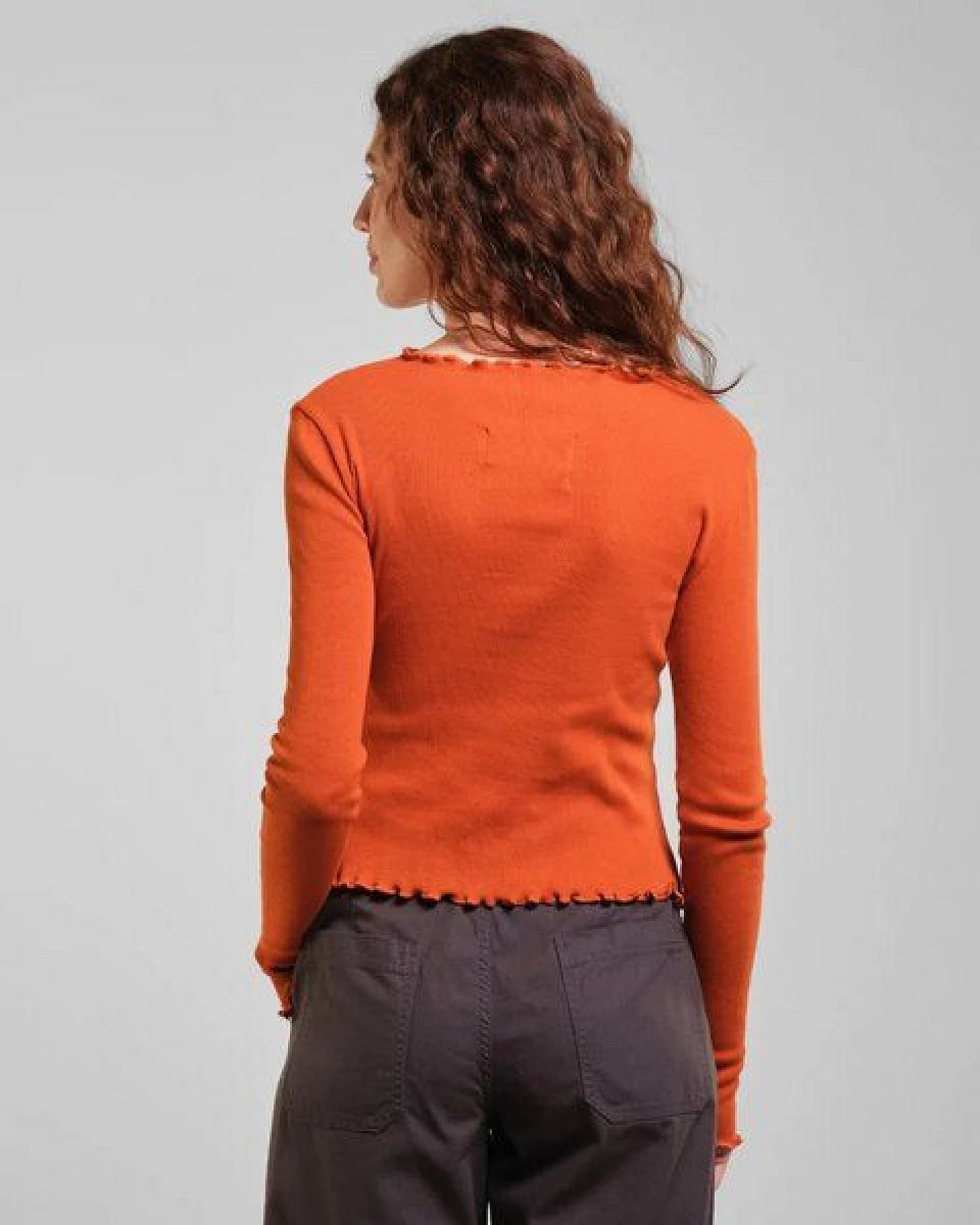 DEDICATED Langarmshirt Ryd Rib - Cinnamon Orange – Ansicht 3