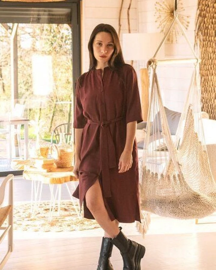WiDDA berlin Hemdblusenkleid BAYA bordo aus TENCEL