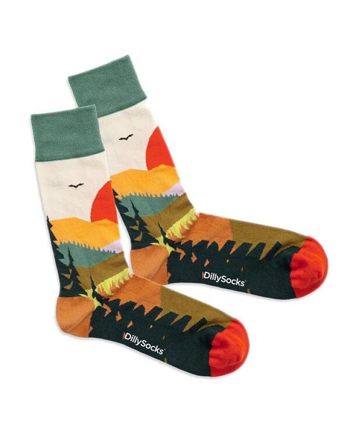 DillySocks Bunte Socken, Bio Baumwolle, forest sunset