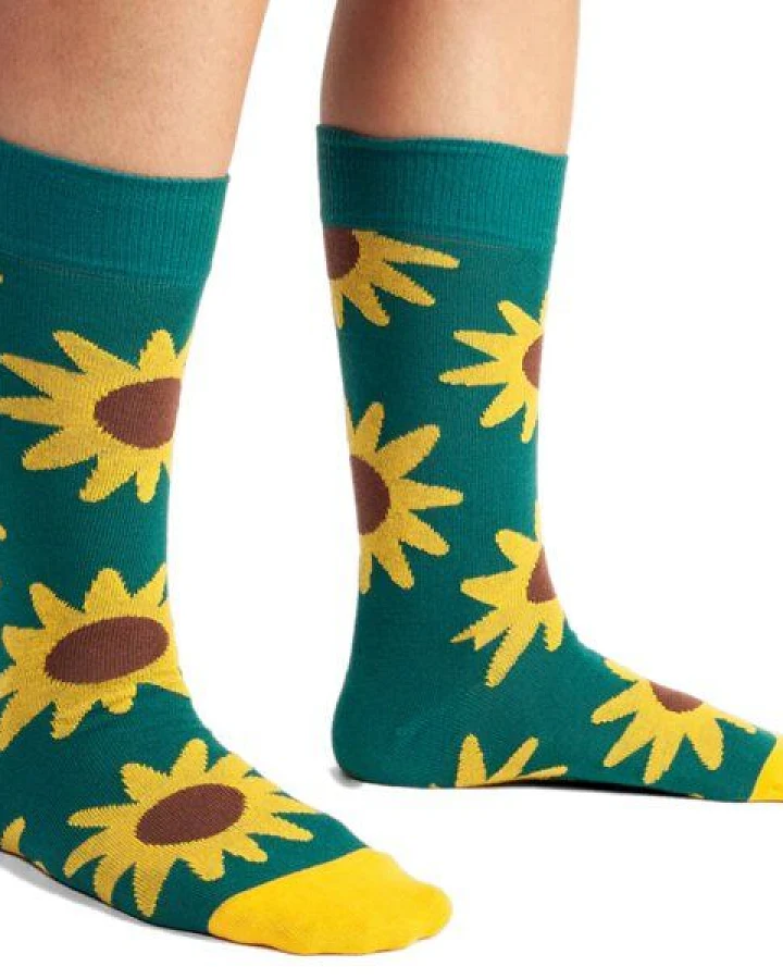 DillySocks Bunte Socken, Bio Baumwolle, Blooming Sunflower