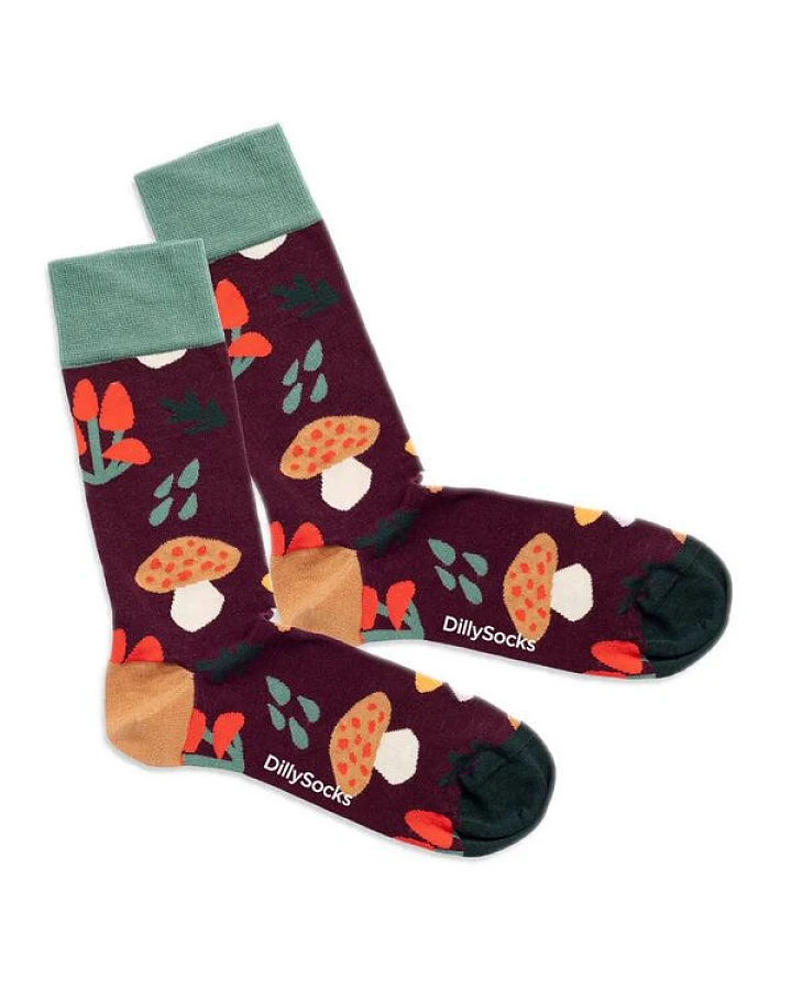 DillySocks Bunte Socken, Bio Baumwolle, Mushroom Crush