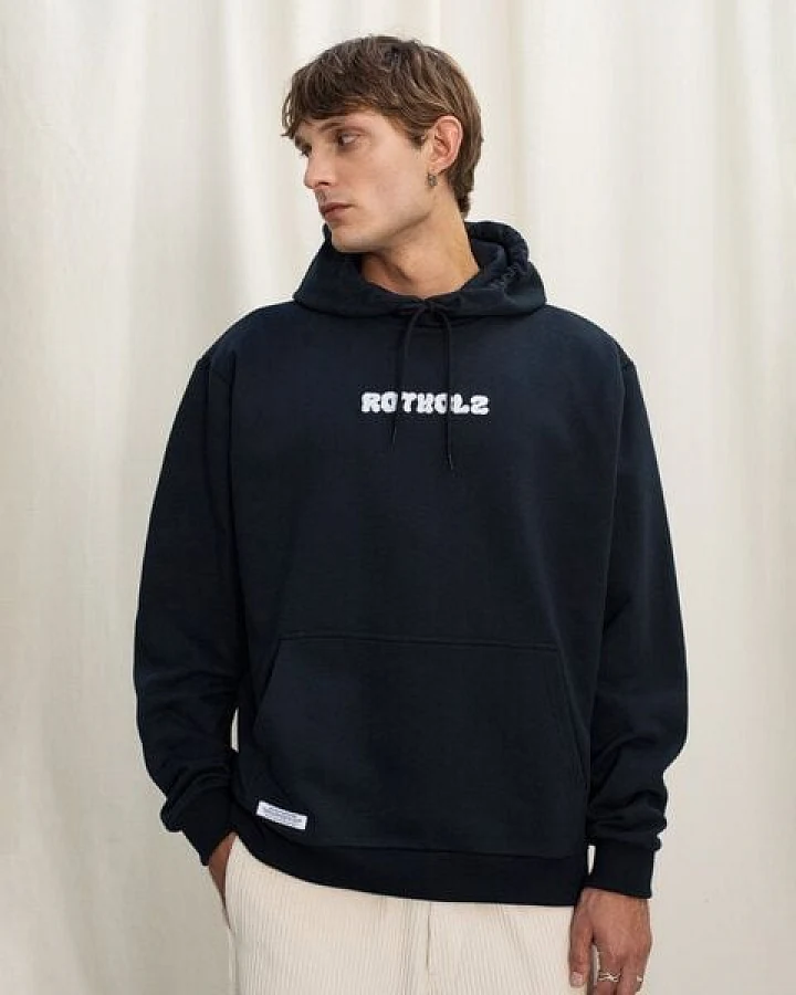 Rotholz Logo Hoodie aus Bio Baumwolle - Schwarz