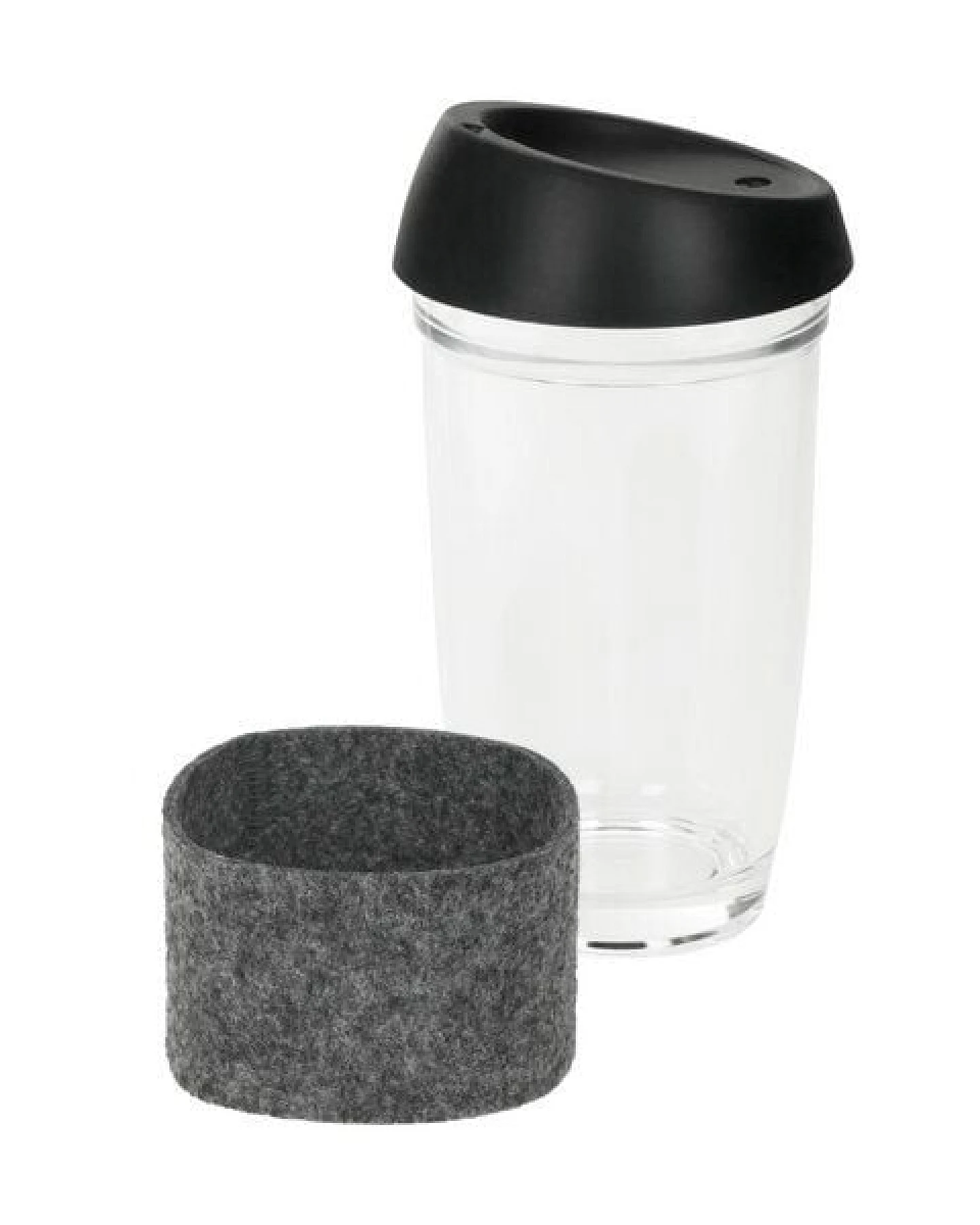 elasto Kaffeebecher mit Filzmanschette "Cristallo" - Glasbehälter fürs Büro – Ansicht 4