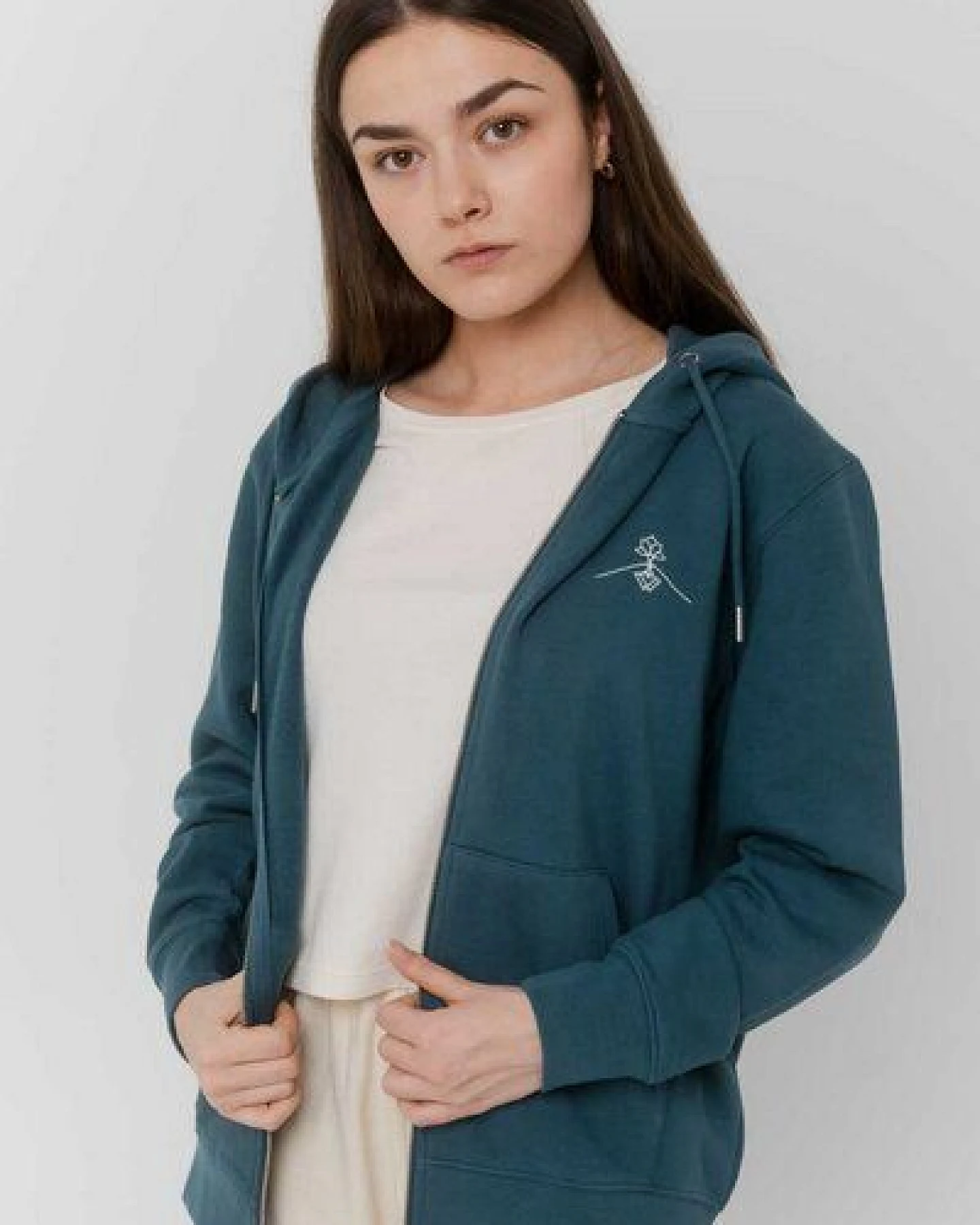 Greener Aralia Sweatshirt aus Bio-Baumwolle mit Reißverschluss – Ansicht 3