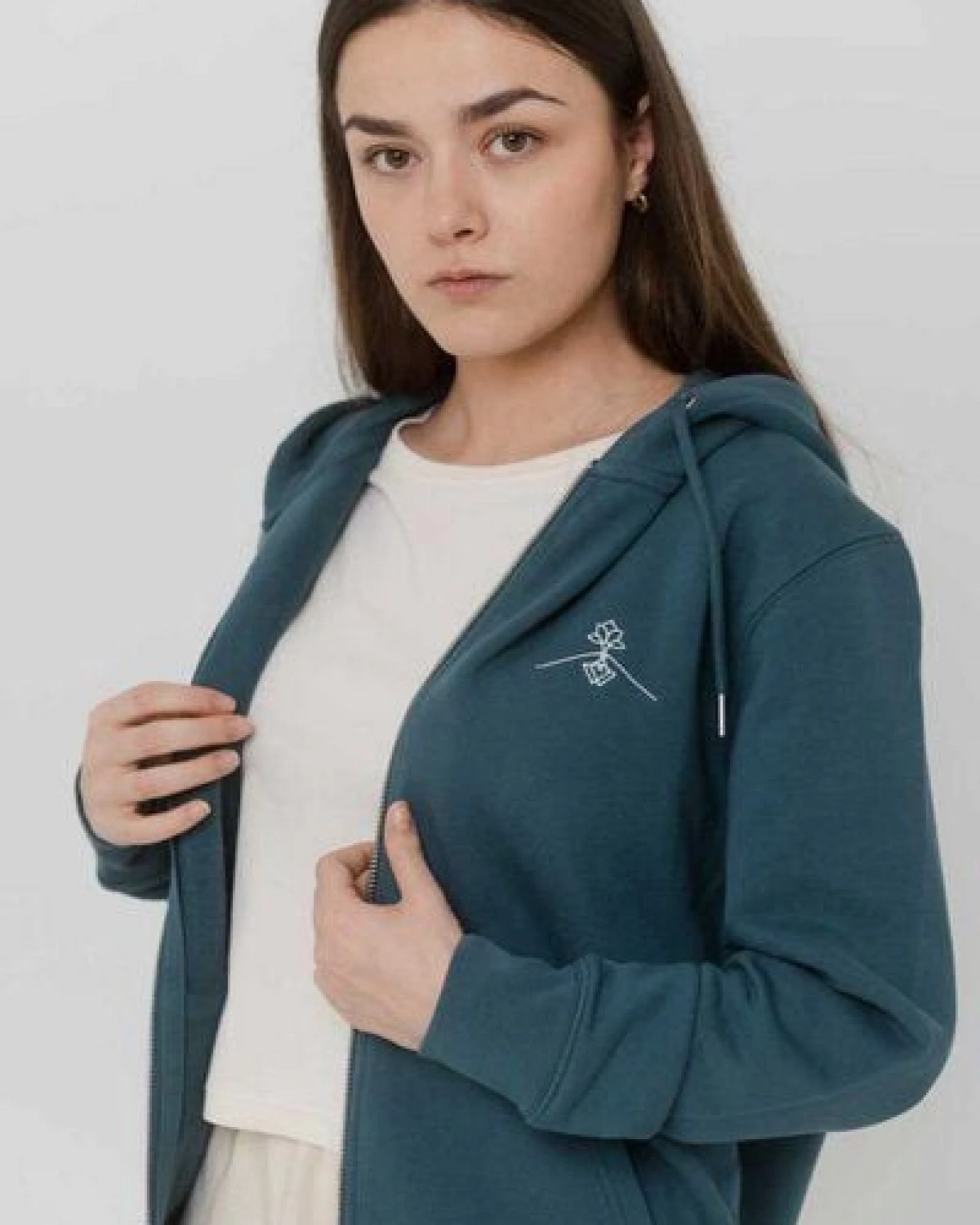Greener Aralia Sweatshirt aus Bio-Baumwolle mit Reißverschluss – Ansicht 4