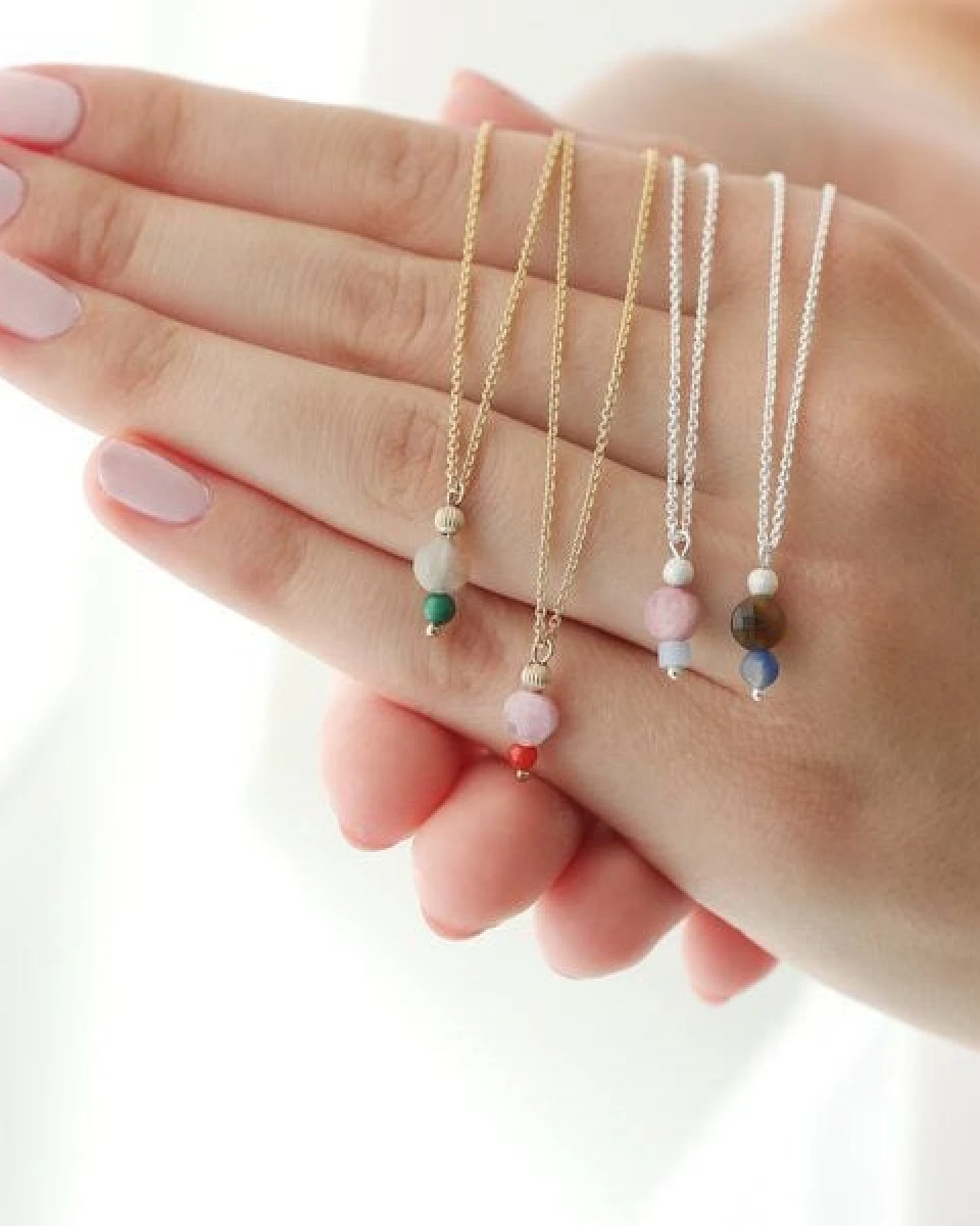 BELLYBIRD Jewellery Halskette - Anhänger mit Turmalin & Halbedelsteinen, Kette Silber/ Silber vergoldet – Ansicht 4