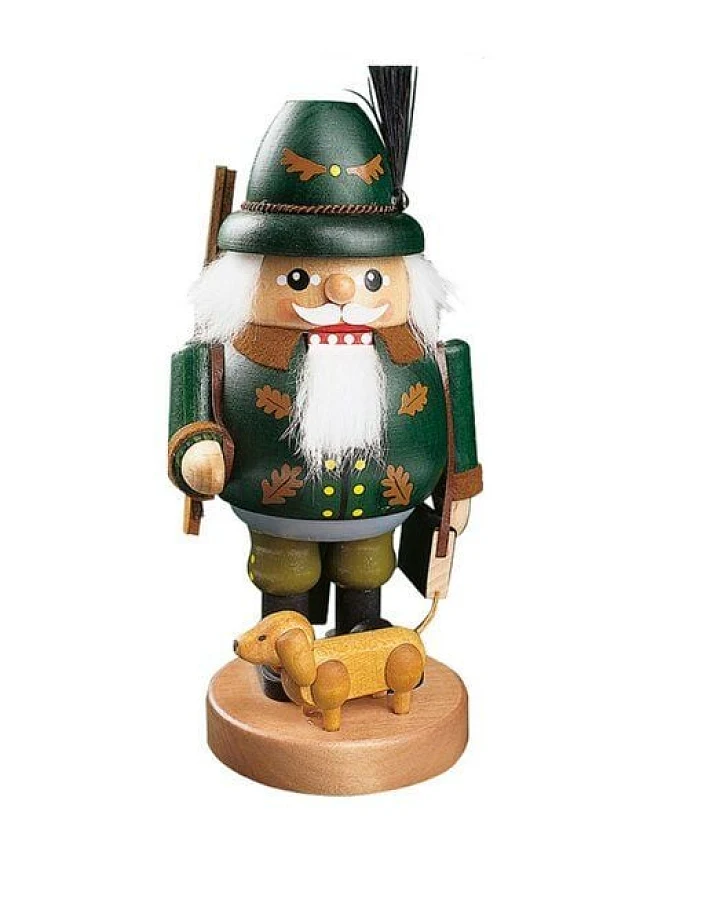 Richard Glässer Nussknacker Förster mit Dackel 21 cm aus dem Erzgebirge