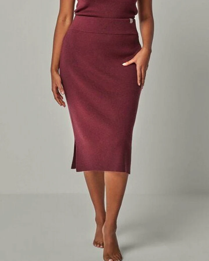YOU LOOK PERFECT 100% Merino gerippter Strickrock "Erika"