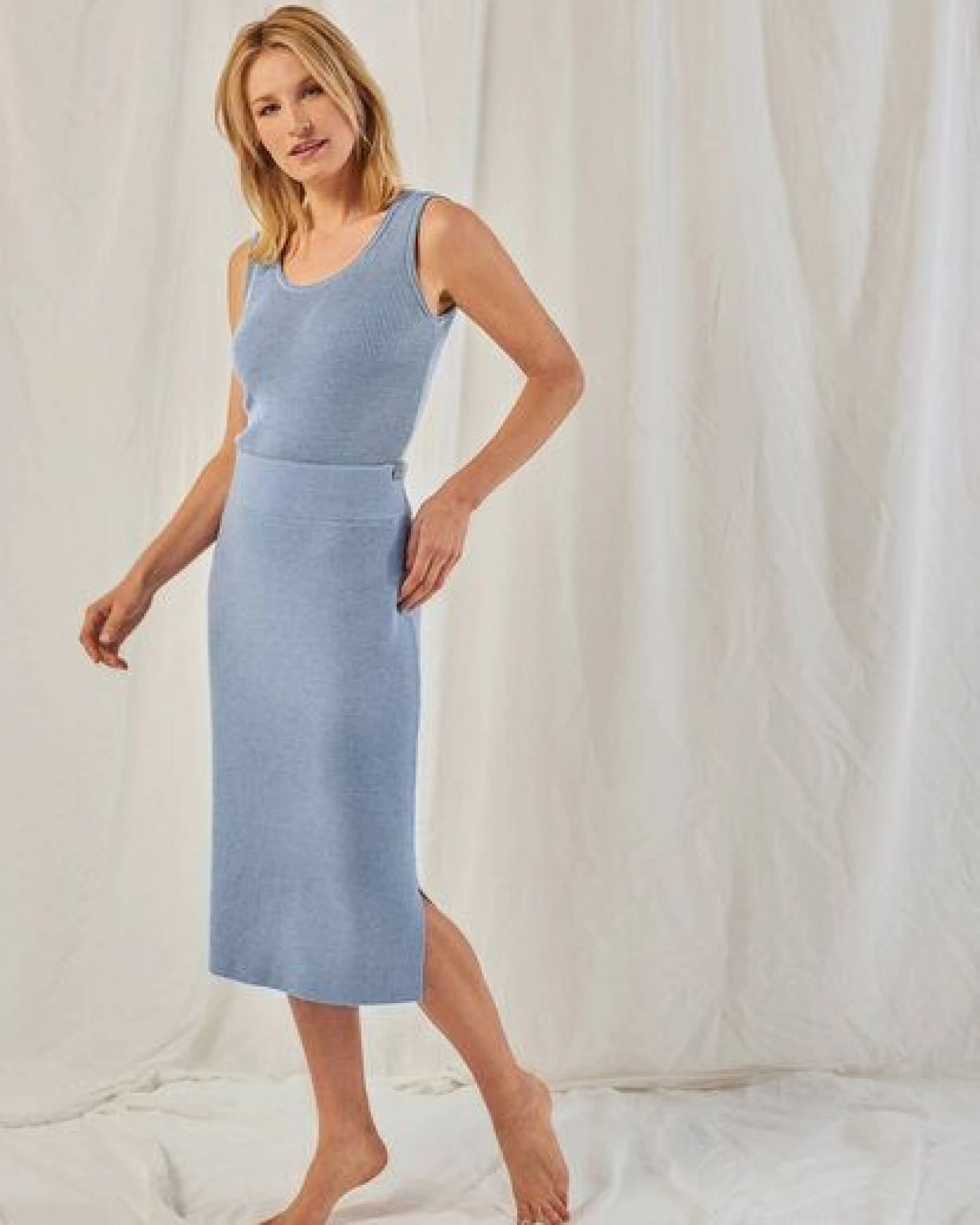 YOU LOOK PERFECT Merino Loungewear Set „Stricktop Blossom & Strickrock Erika" – Ansicht 2