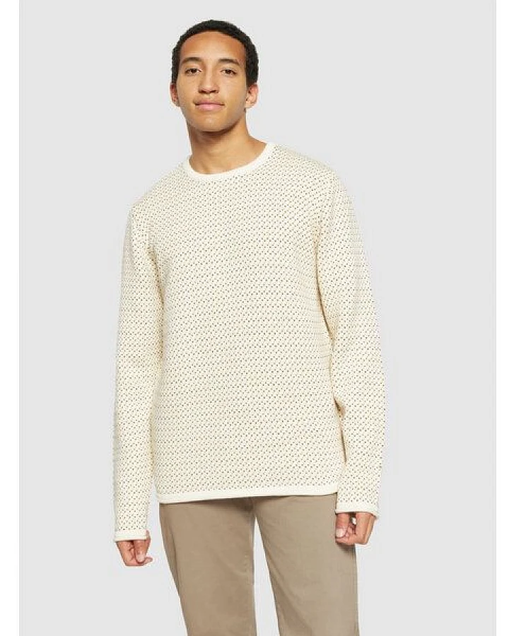 KnowledgeCotton Apparel Strickpullover Jacquard crew neck knit - Regenerative Organic Certified aus Bio-Baumwolle