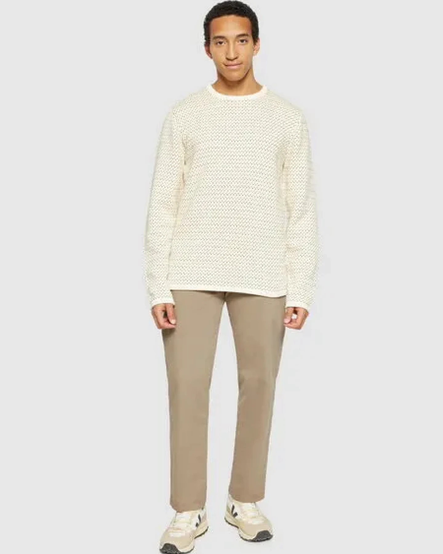 KnowledgeCotton Apparel Strickpullover Jacquard crew neck knit - Regenerative Organic Certified aus Bio-Baumwolle – Ansicht 3