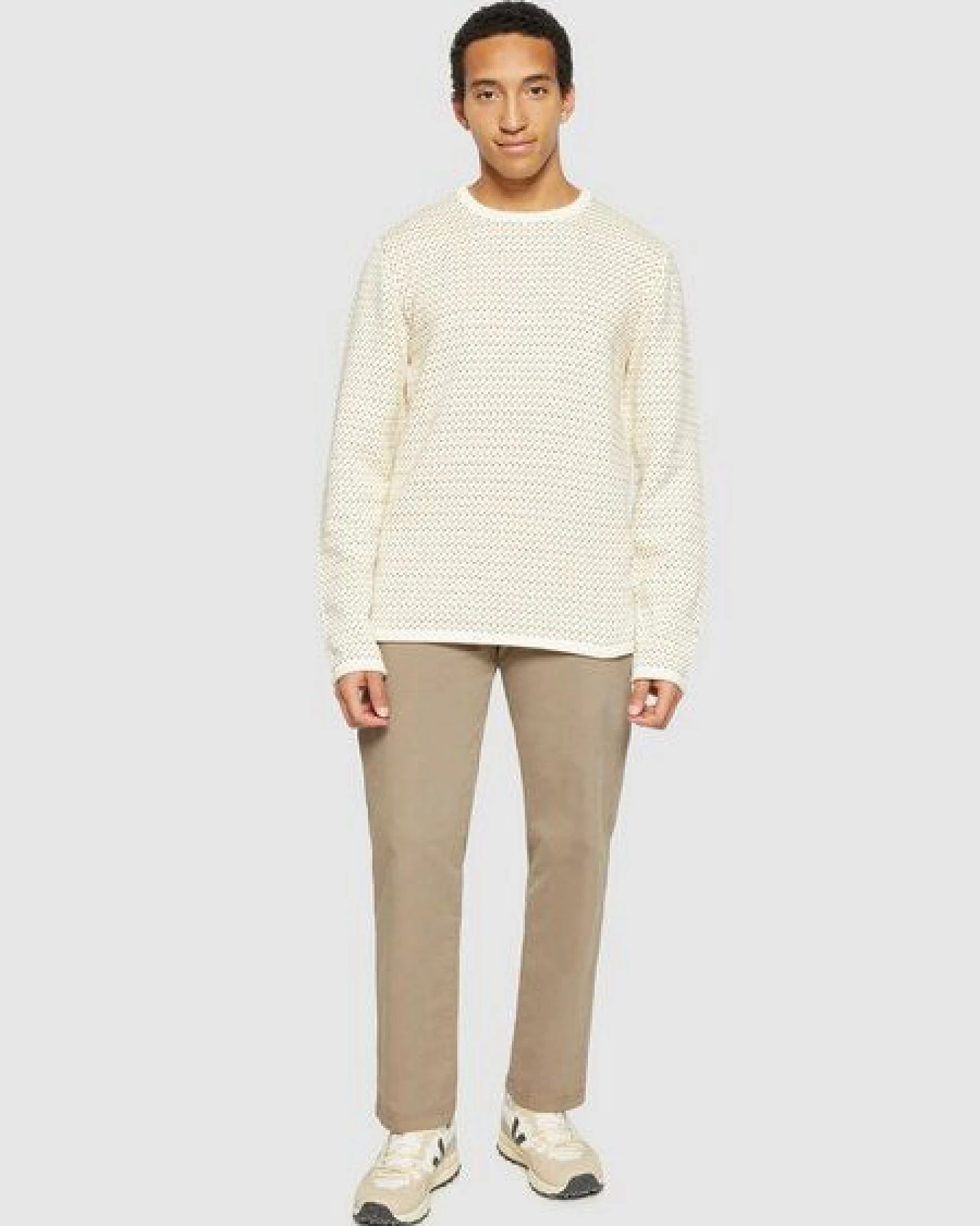 KnowledgeCotton Apparel Strickpullover Jacquard crew neck knit - Regenerative Organic Certified aus Bio-Baumwolle – Ansicht 2