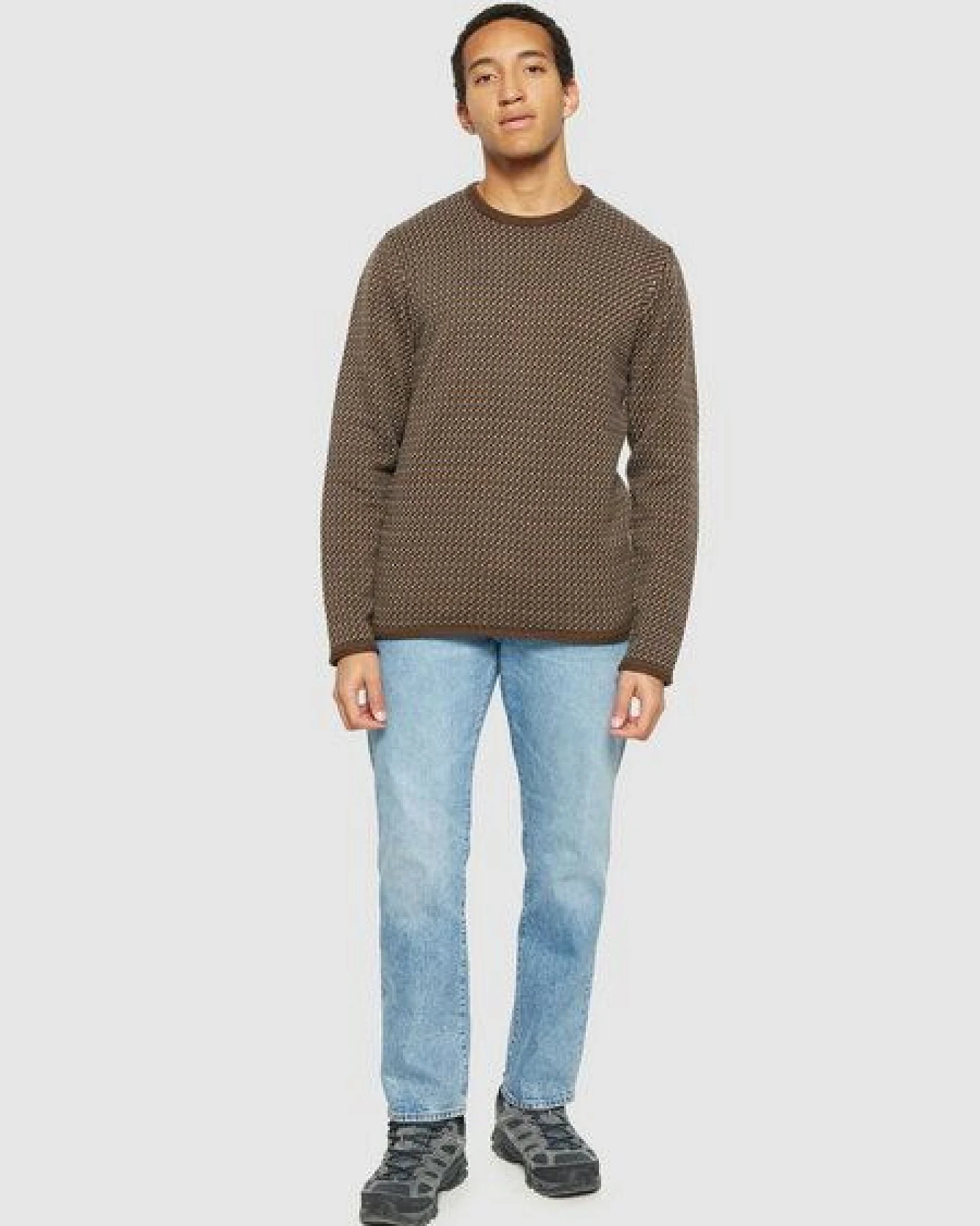 KnowledgeCotton Apparel Strickpullover Jacquard crew neck knit - Regenerative Organic Certified aus Bio-Baumwolle – Ansicht 2