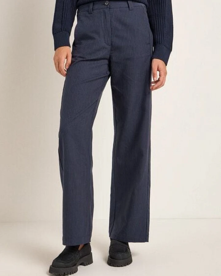 LANIUS Nadelstreifen Marlenehose aus Bio-Baumwolle, Leinen und TENCEL