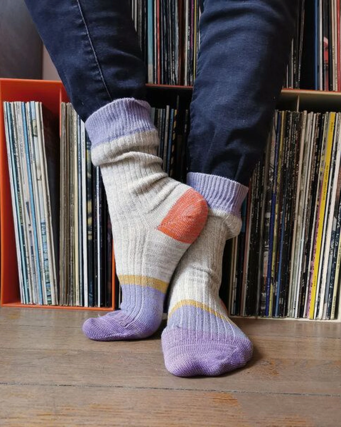 Fräulein Prusselise Wollfgang Socke beige bunt colourblock – Ansicht 3