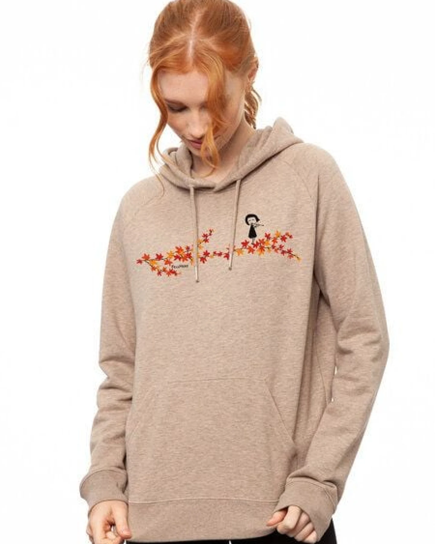 FellHerz Damen Hoodie Ahorn-Mädchen heather sand, Bio Fair und Vegan – Ansicht 2