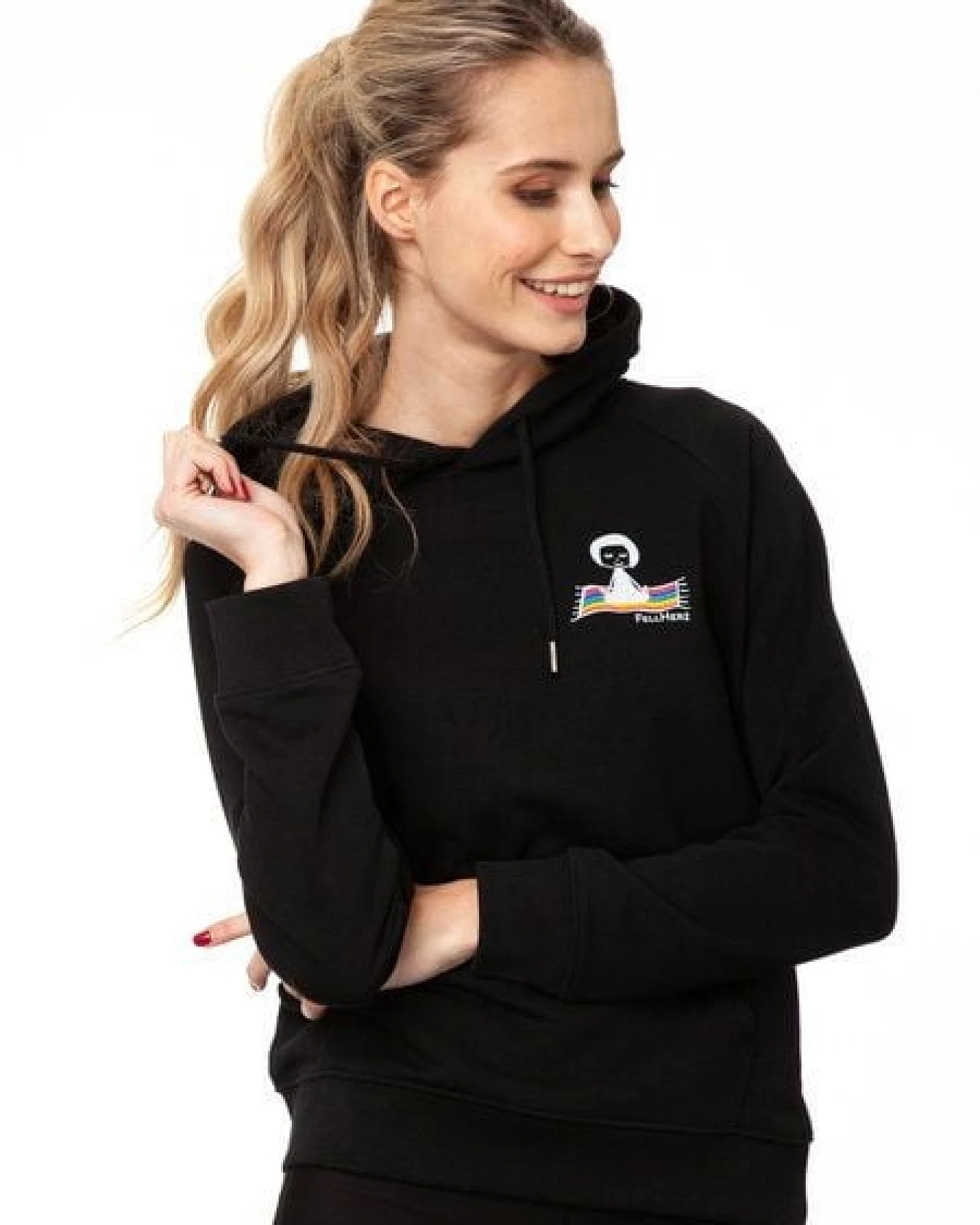 FellHerz Damen Hoodie Ommm black, Bio Fair und Vegan – Ansicht 4