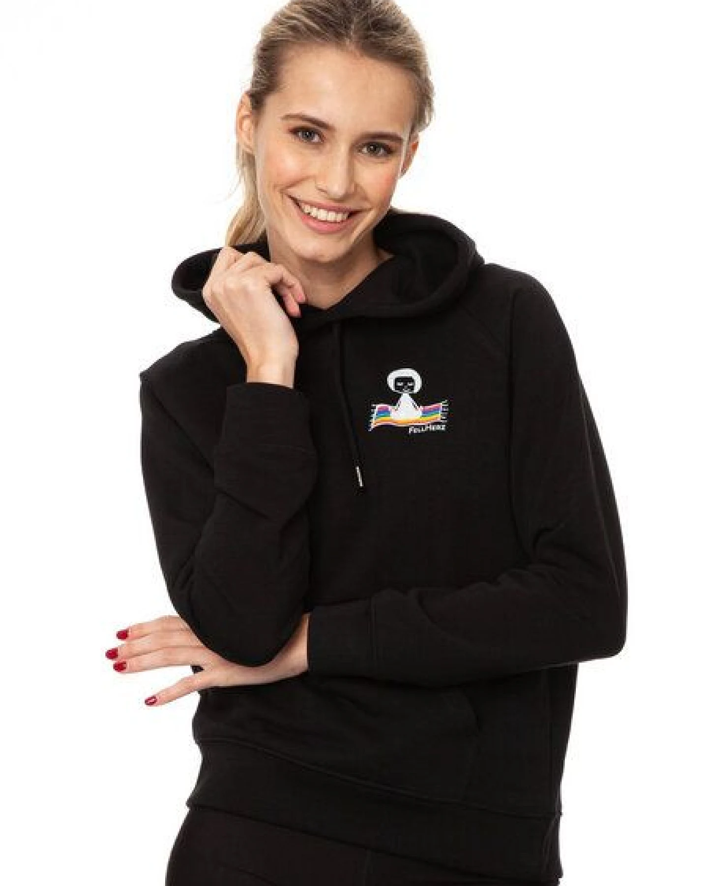 FellHerz Damen Hoodie Ommm black, Bio Fair und Vegan – Ansicht 3