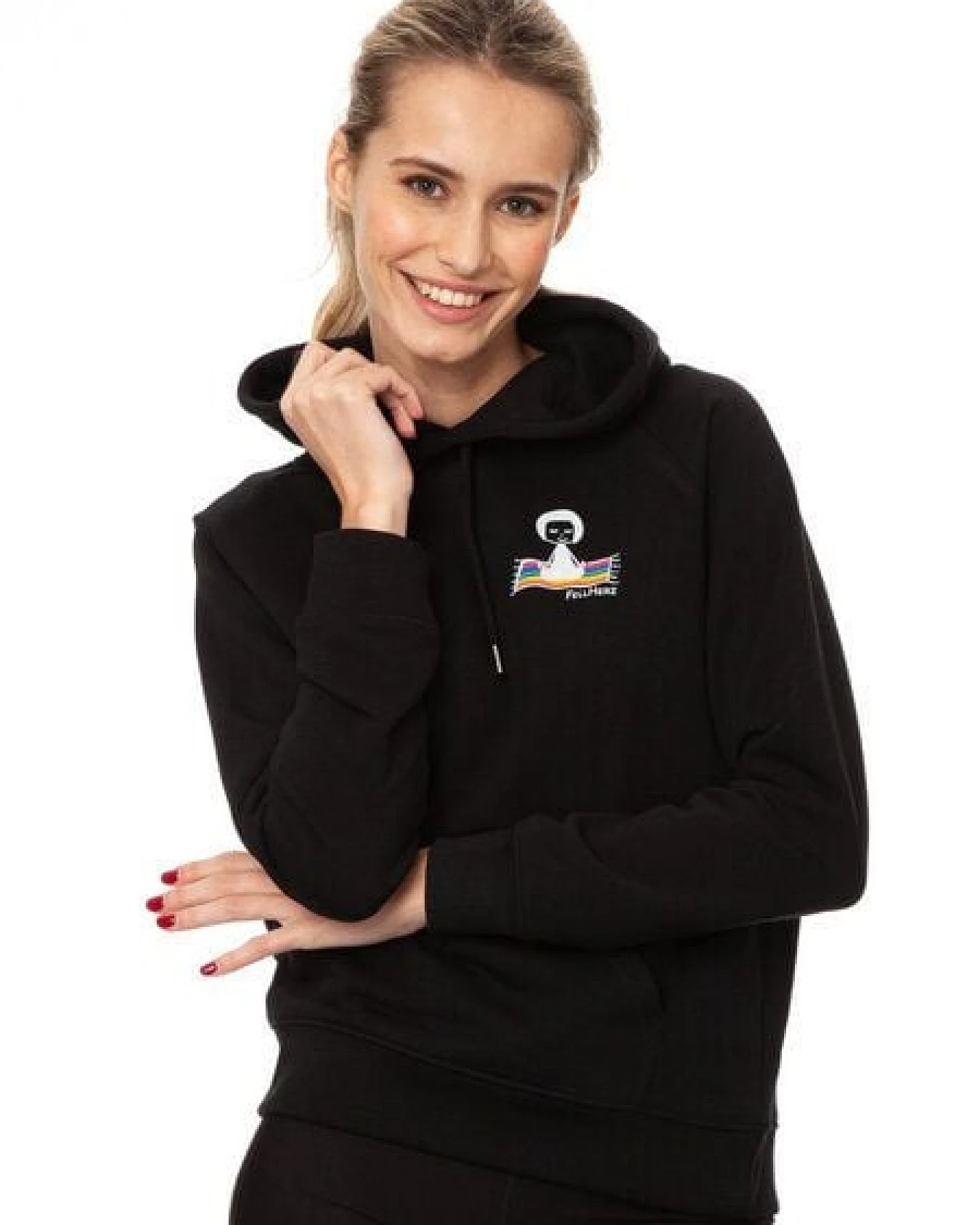 FellHerz Damen Hoodie Ommm black, Bio Fair und Vegan – Ansicht 3