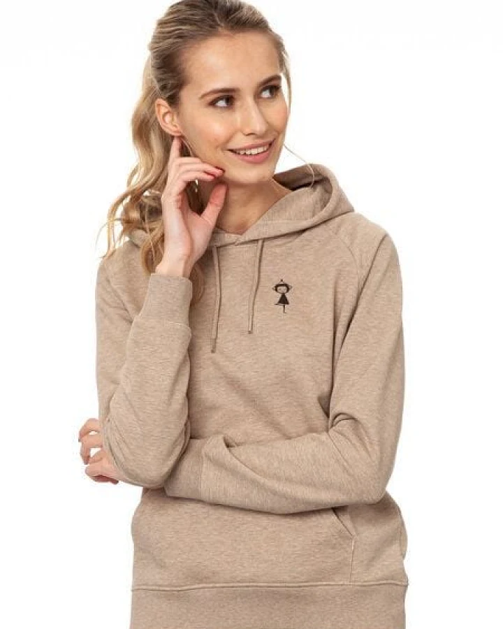 FellHerz Damen Hoodie Yoga-Mädchen heather sand, Bio Fair und Vegan