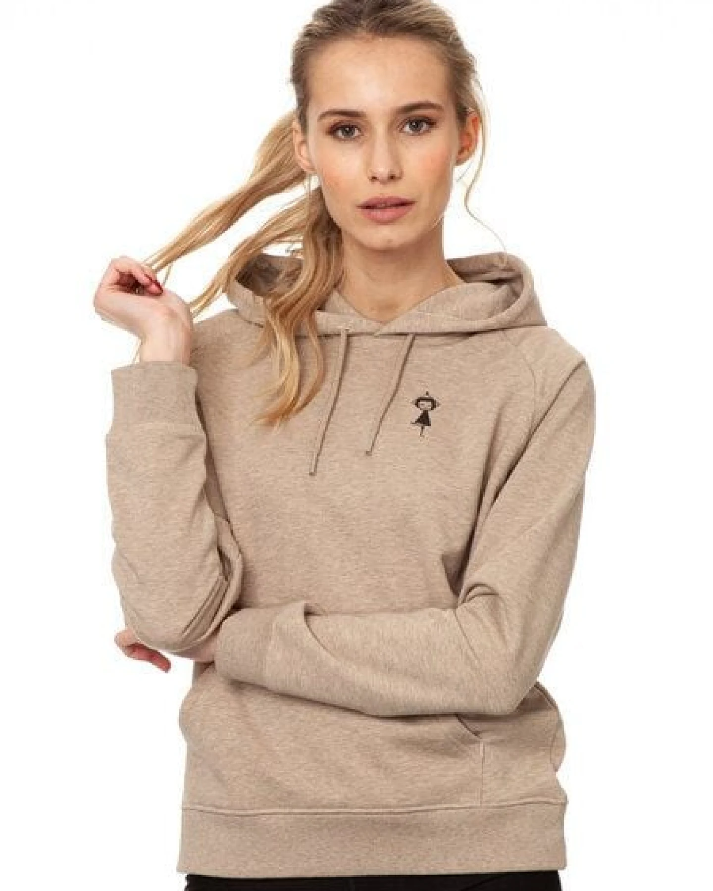 FellHerz Damen Hoodie Yoga-Mädchen heather sand, Bio Fair und Vegan – Ansicht 4
