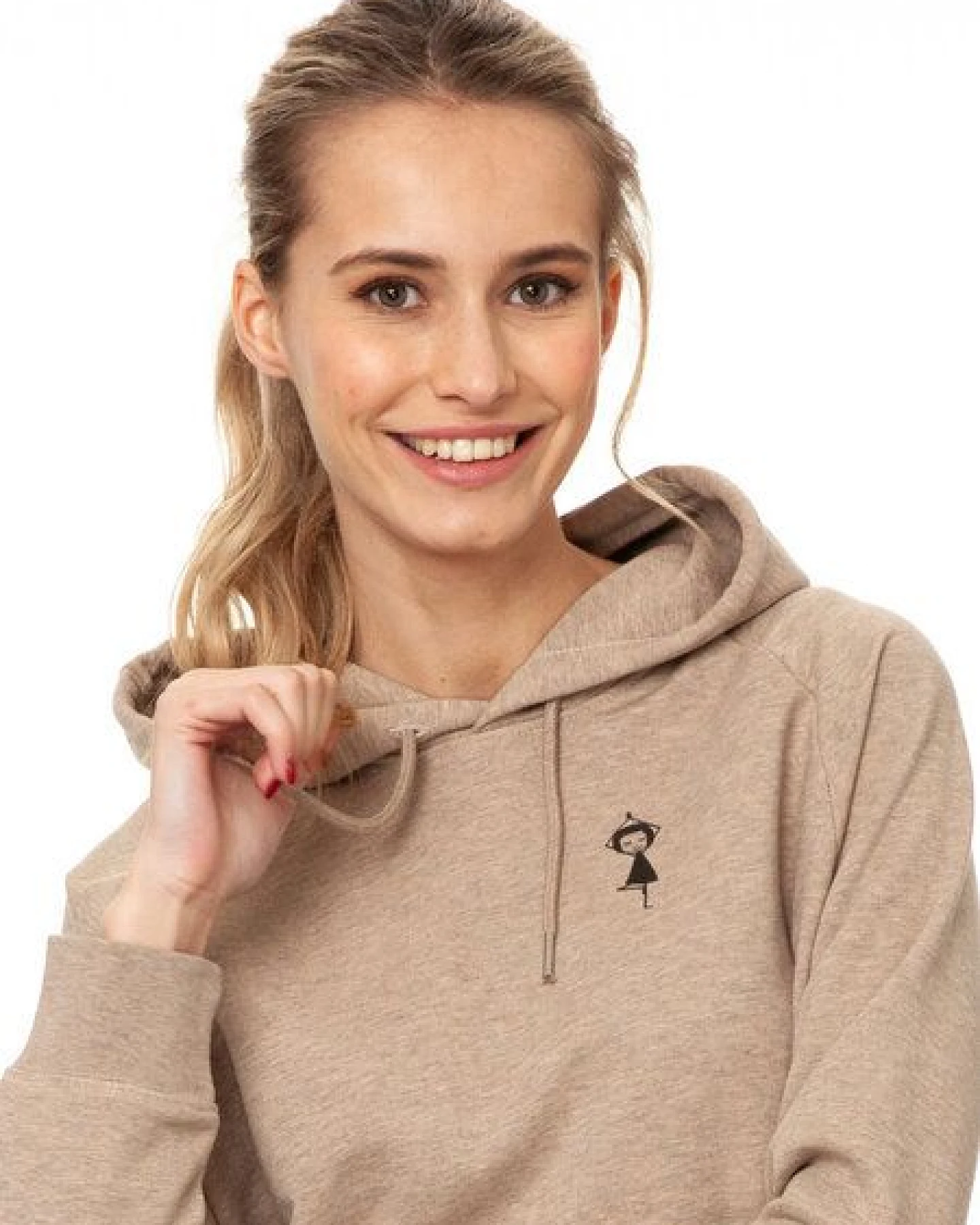 FellHerz Damen Hoodie Yoga-Mädchen heather sand, Bio Fair und Vegan – Ansicht 3