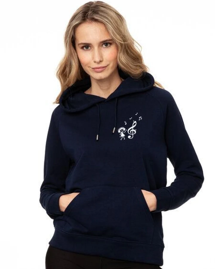 FellHerz Damen Hoodie Music Lover navy, Bio Fair und Vegan