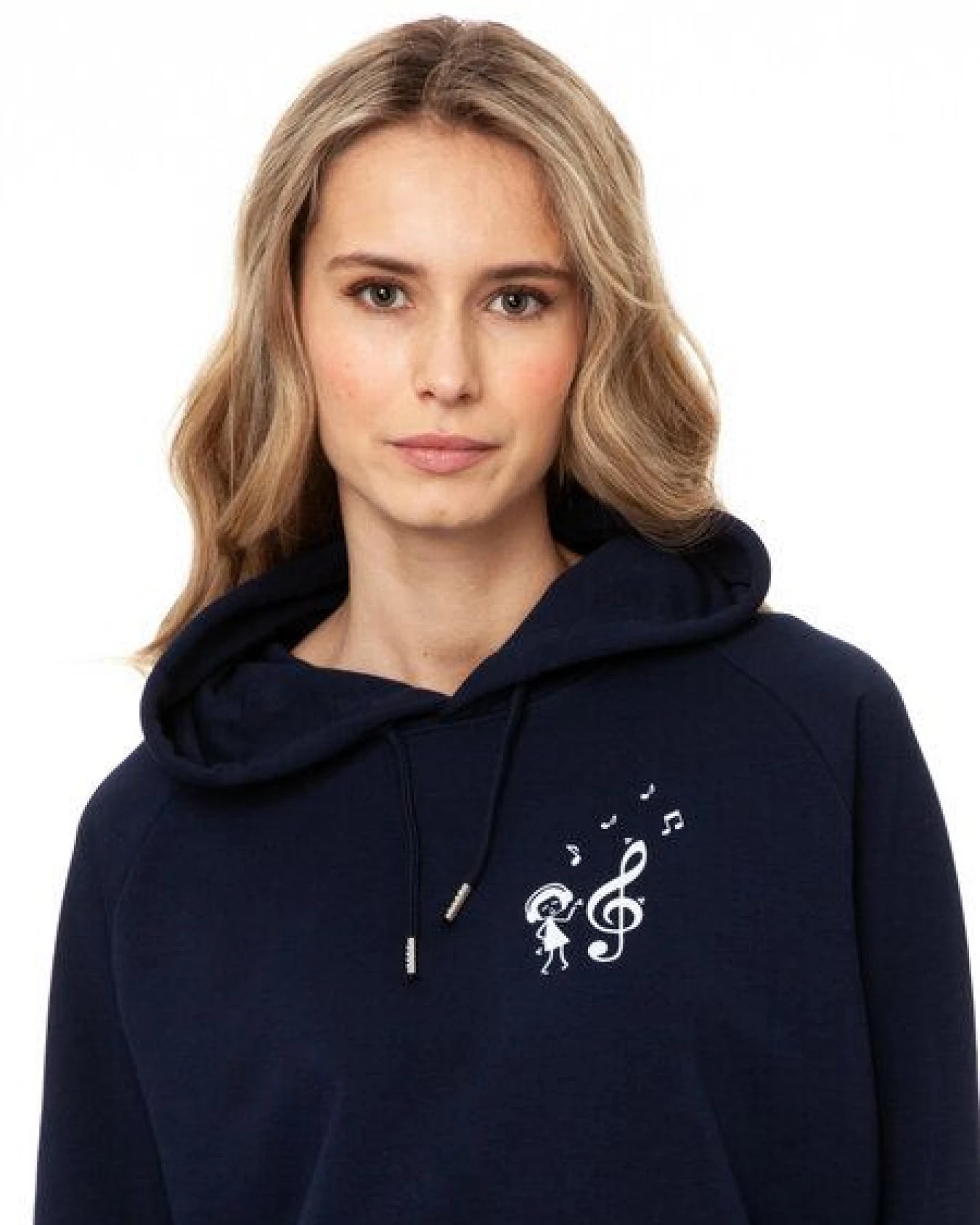 FellHerz Damen Hoodie Music Lover navy, Bio Fair und Vegan – Ansicht 2
