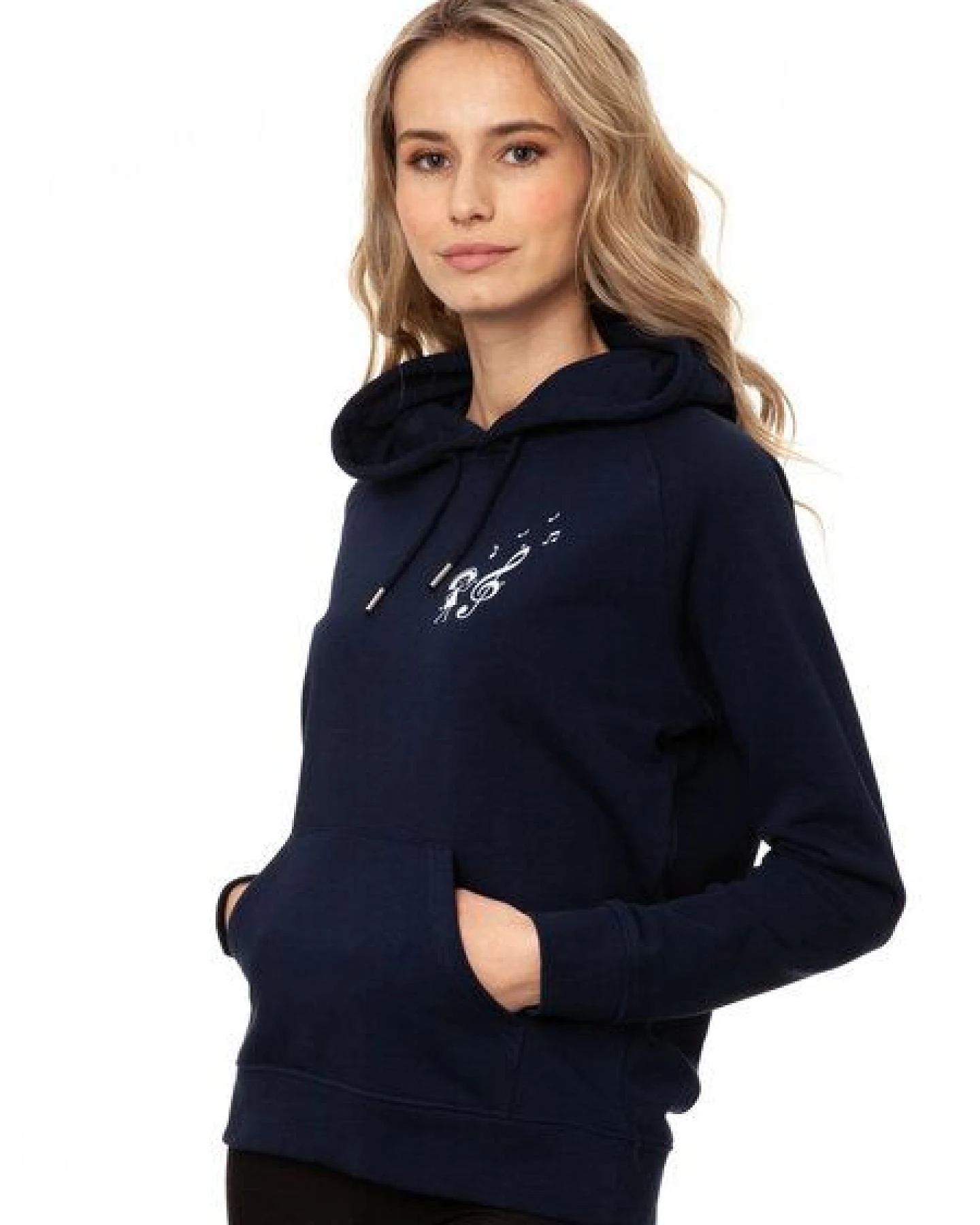FellHerz Damen Hoodie Music Lover navy, Bio Fair und Vegan – Ansicht 3