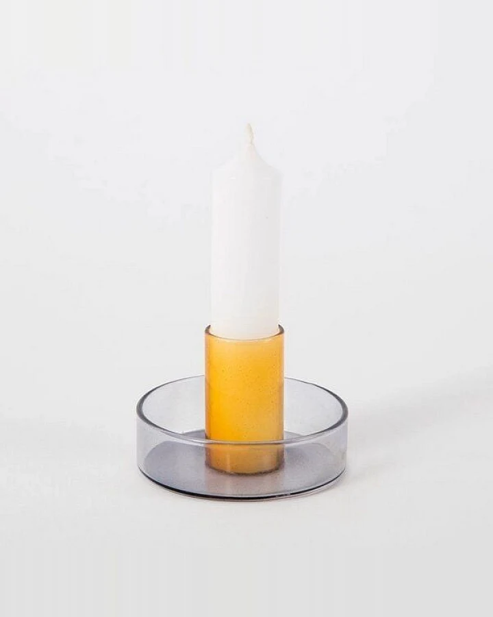 Block Design Duo Tone Kerzenhalter aus Glas
