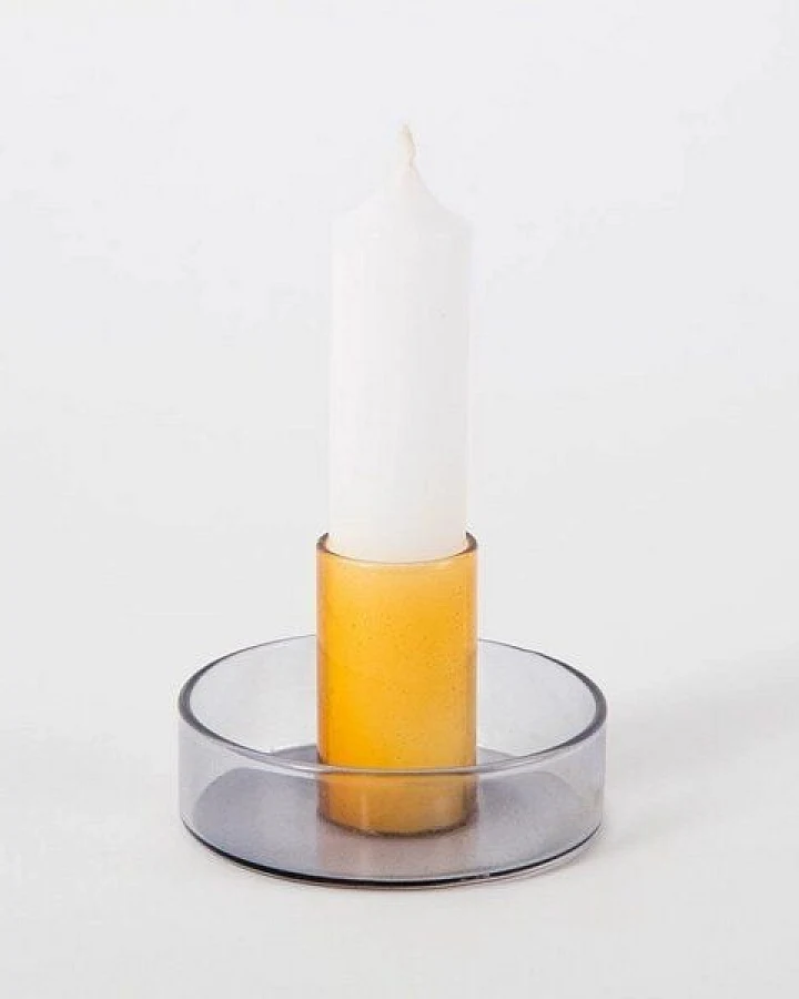 Block Design Duo Tone Kerzenhalter aus Glas