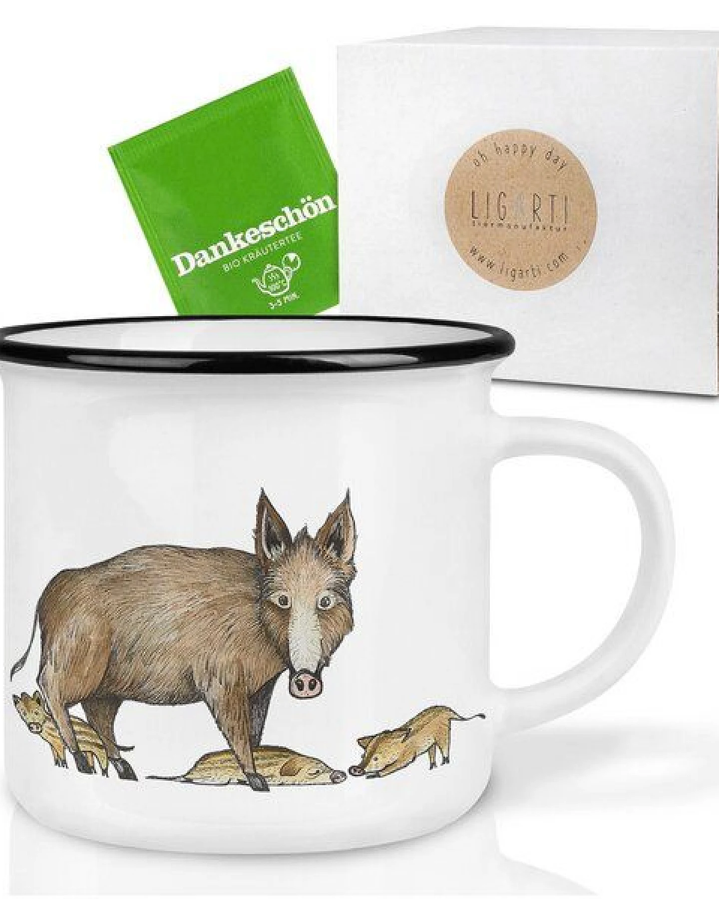 LIGARTI Keramiktasse – Wildschweinfamilie – Ansicht 3
