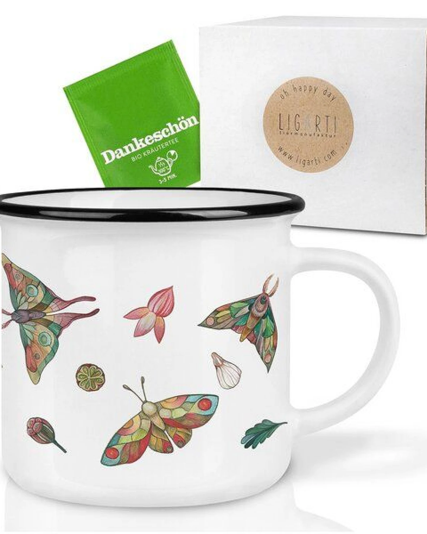 LIGARTI Keramiktasse – Bunte Motten – Ansicht 3
