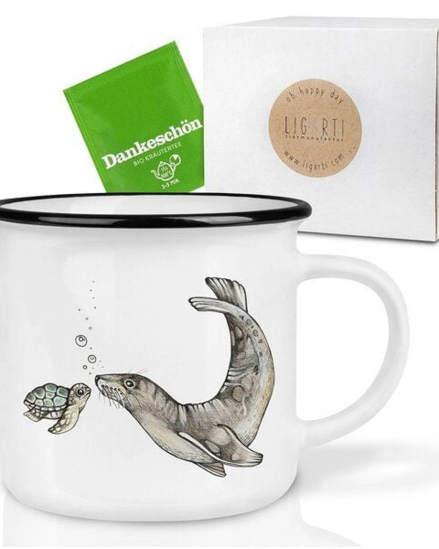 LIGARTI Keramiktasse – Ozeantreffen - Schildkröte & Seelöwe – Ansicht 3