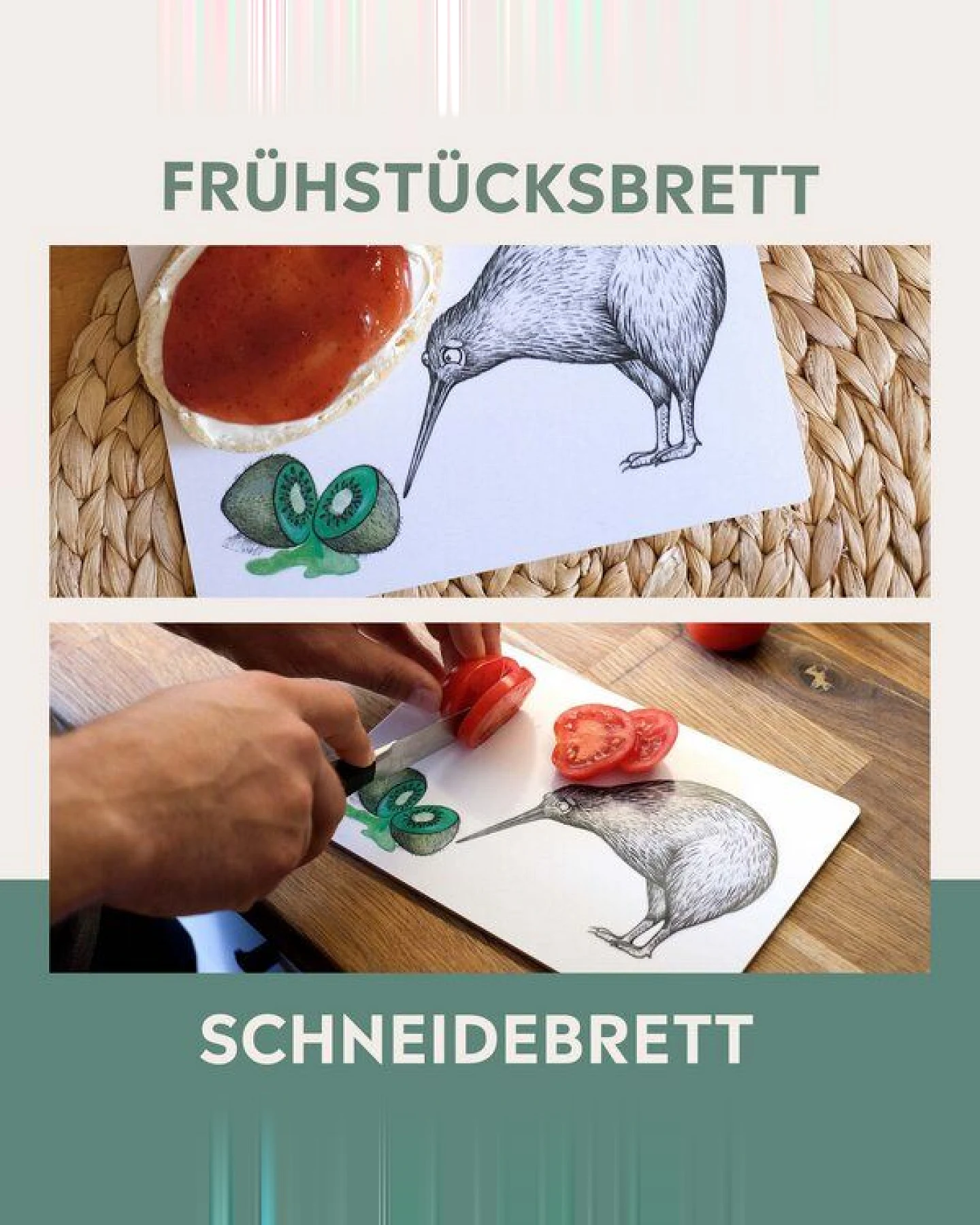 LIGARTI Holzbrettchen - Zwei Kiwis – Ansicht 4