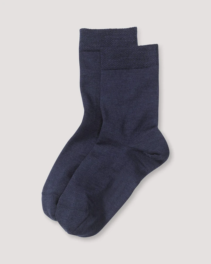 hessnatur Damen Socken im 2er-Pack aus Bio-Merinowolle mit Bio-Baumwolle - blau - Größe 35-37