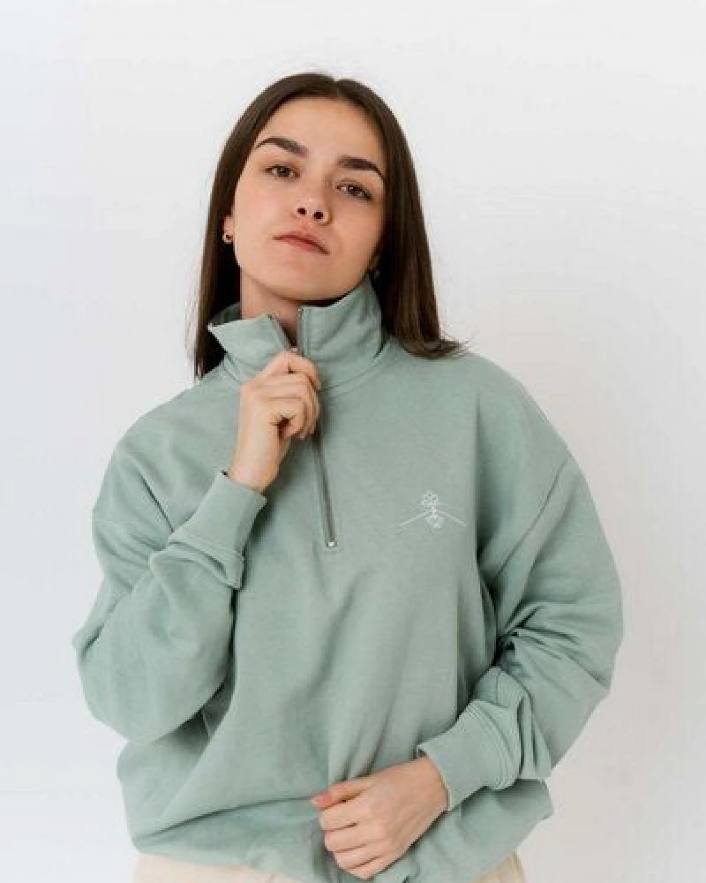 Greener Sweatshirt Cercis Reißverschlusskragen 100% Bio-Baumwolle – Ansicht 4