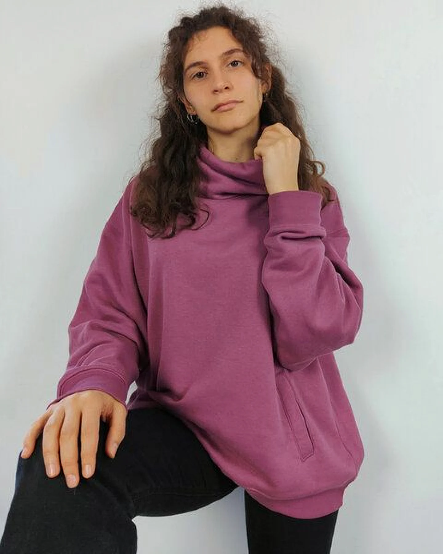 Greener Sweatshirt Übergröße Schornsteinkragen Lupinus – Ansicht 4