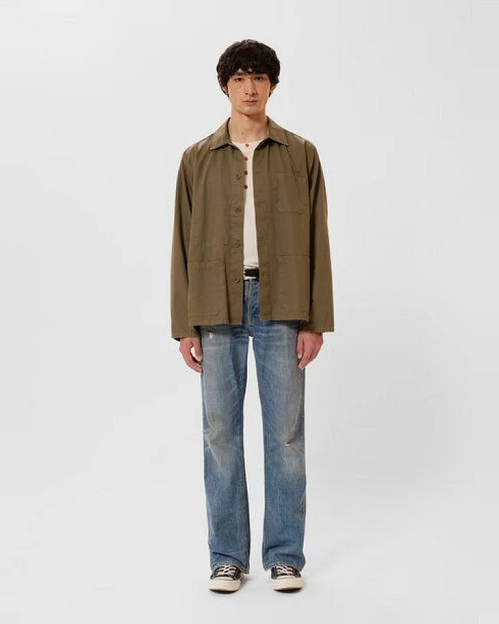 Nudie Jeans Buddy Herringbone Chore Jacket olive