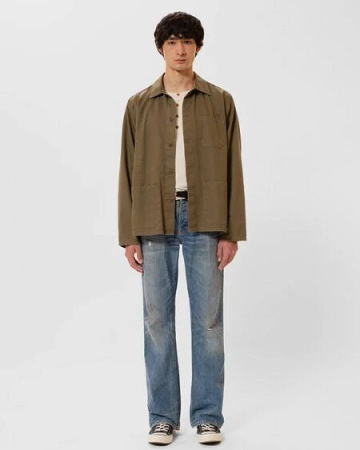 Nudie Jeans Buddy Herringbone Chore Jacket olive