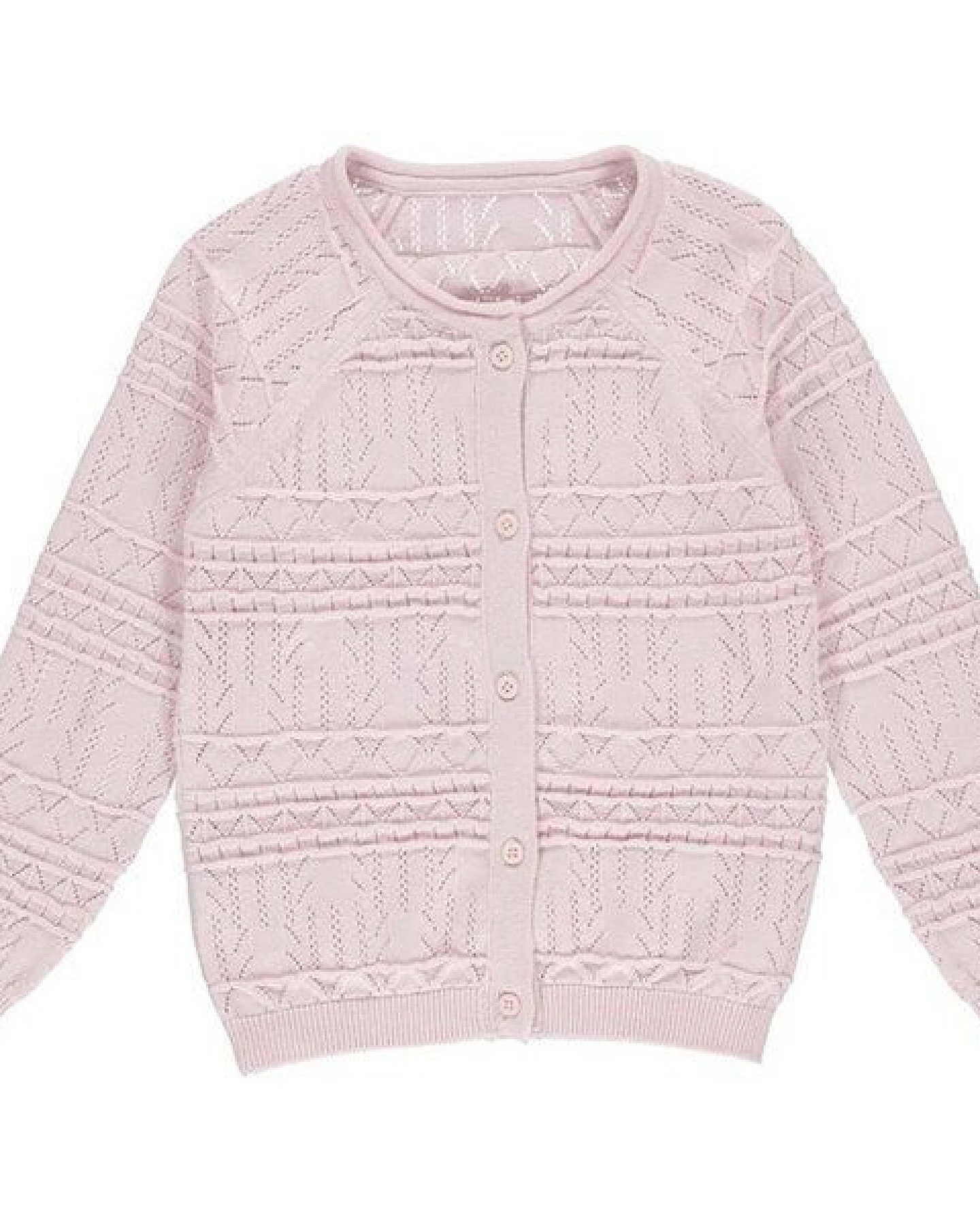Fred's World by Green Cotton "Green Cotton" Strickjacke Ajour in rosa – Ansicht 2
